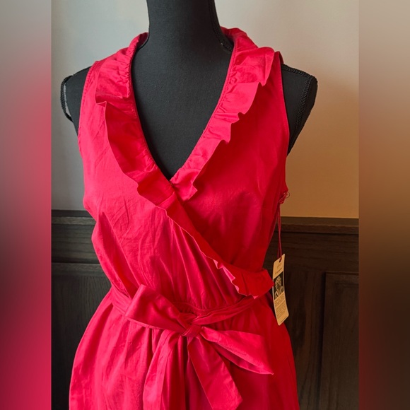 Gibson X Hi Sugarplum red and pink belted dress size small - Picture 3 of 10